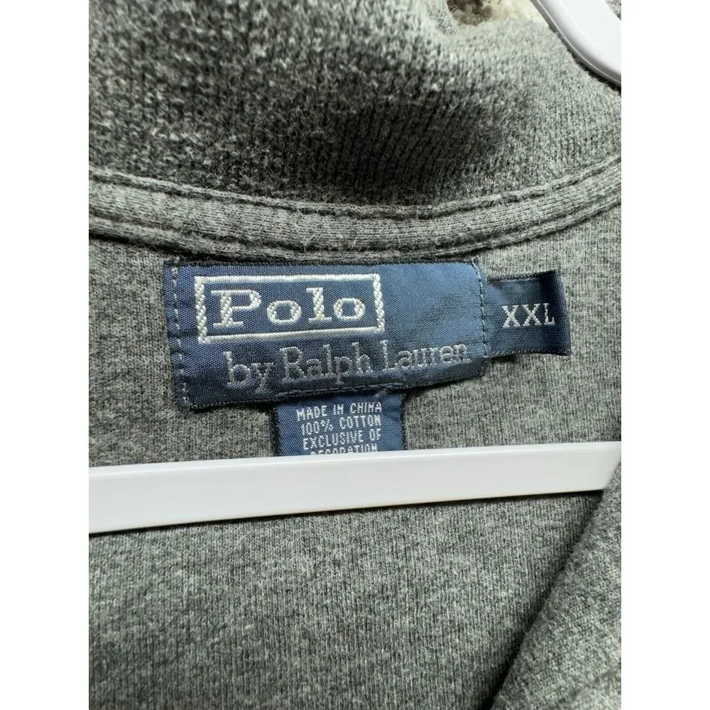 Polo Ralph Lauren Jacket Mens Large Gray 1/4‎ Zip Pullover Pony Logo Casual VTG